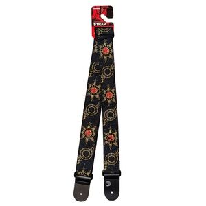 💙D'Addario‎ 50mm Nylon Black Gold Sun & Moon Celestial Guitar Instrument Strap